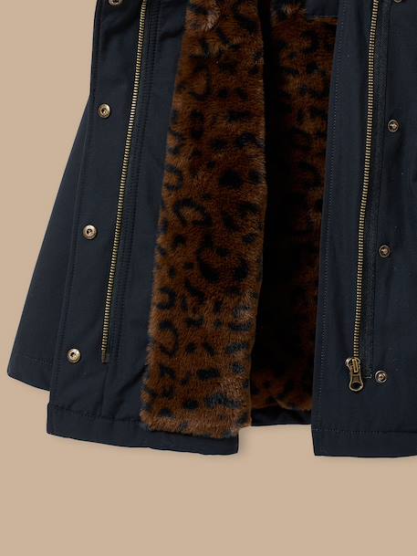 Parka doublée léopard fille Marine 2 - vertbaudet enfant 