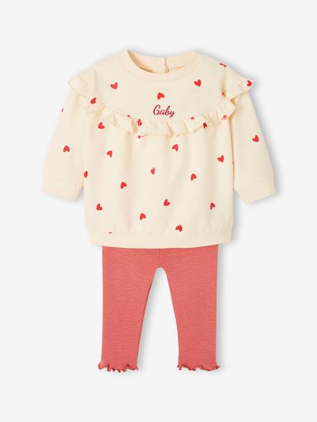 Ensemble bébé fille sweat à volant + legging écru+rose 10 - vertbaudet enfant 