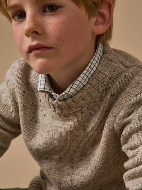 Pull en laine garçon Beige+Vert anglais 3 - vertbaudet enfant 