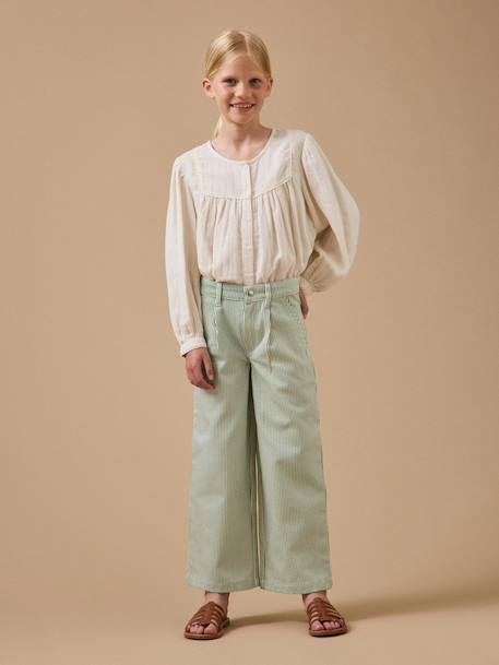 Pantalon large rayé fille Rayure verte 5 - vertbaudet enfant 