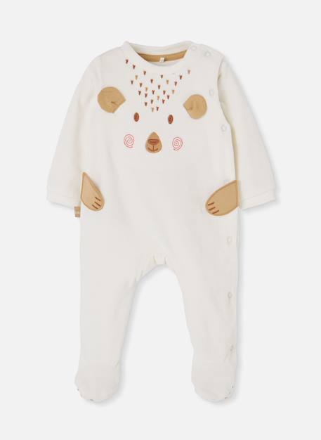 Pyjama bébé brodée ours Blanc 1 - vertbaudet enfant 
