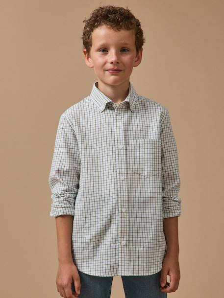 Chemise à carreaux tattersall garçon Carreaux bleu 1 - vertbaudet enfant 