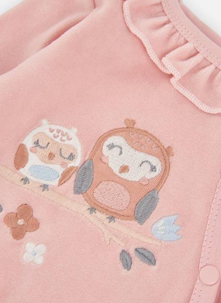 Pyjama bébé fille brodée hiboux Pink 3 - vertbaudet enfant 