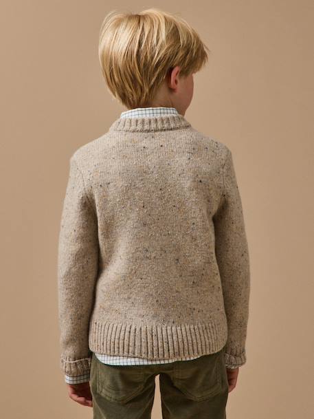Pull en laine garçon Beige+Vert anglais 2 - vertbaudet enfant 