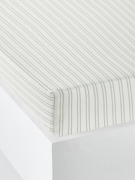 Drap-housse enfant JUNGLE PARADISE ivoire rayé 1 - vertbaudet enfant 