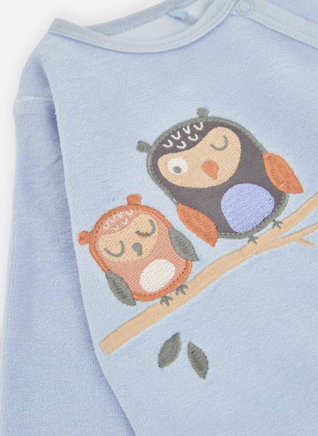 Pyjama bébé molleton broderie hiboux Gris 3 - vertbaudet enfant 
