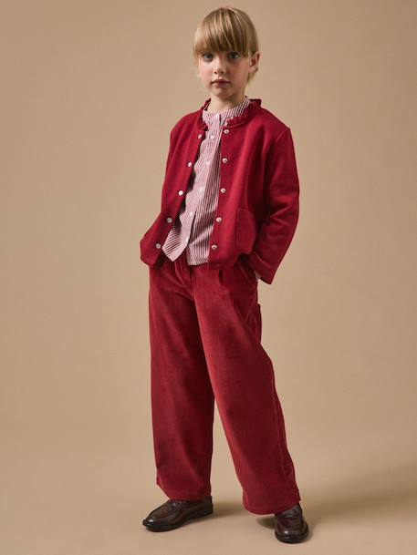 Gilet fille en molleton - coton biologique Amande+Cerise+Marine+Vert anglais 7 - vertbaudet enfant 