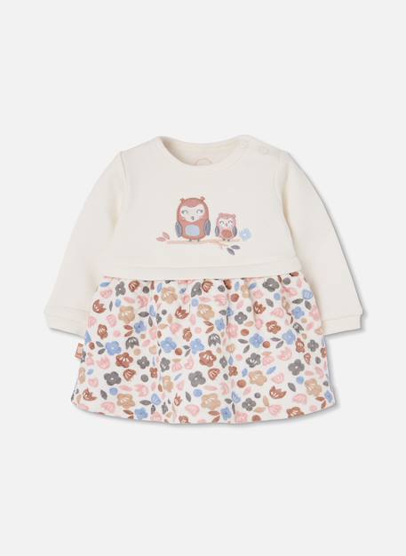 Bébé-Robe en maille fleurs brodées hiboux bébé