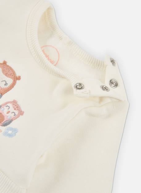 Robe bébé en maille fleurs brodées hiboux Blanc 3 - vertbaudet enfant 