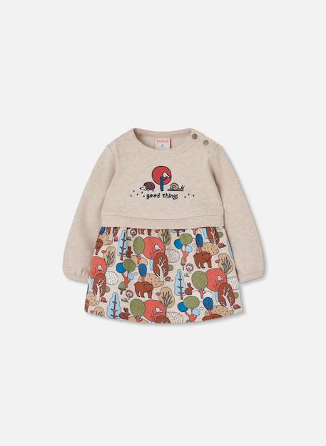 Robe bébé molleton imprimé foret Marron 1 - vertbaudet enfant 