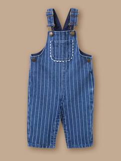 -Salopette rayée en denim bébé