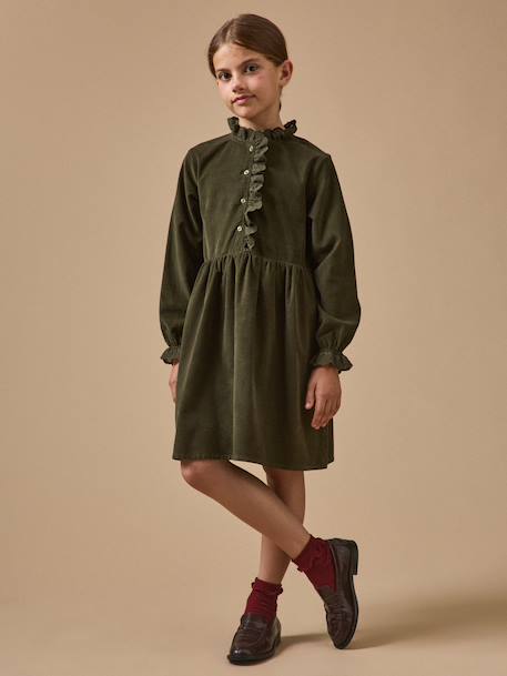 Robe fille en velours Kaki+Marine 4 - vertbaudet enfant 