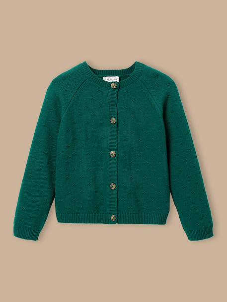 Cardigan fille point fantaisie Vert pin 1 - vertbaudet enfant 