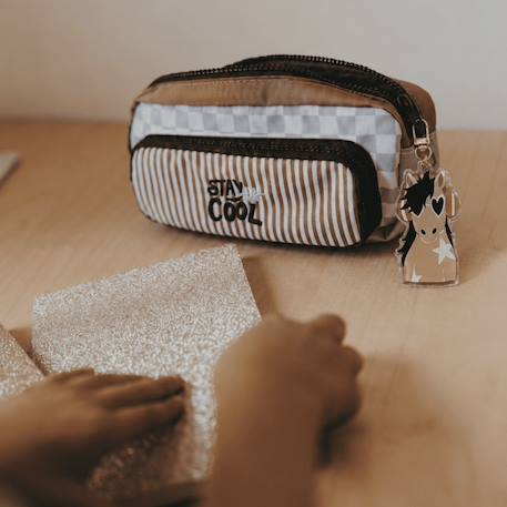 Trousse scolaire lina Bleu gris, blanc+Marron, beige 5 - vertbaudet enfant 