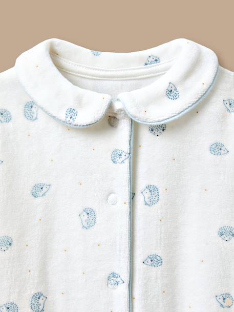 Pyjama bébé en velours imprimé Blanc doux 2 - vertbaudet enfant 