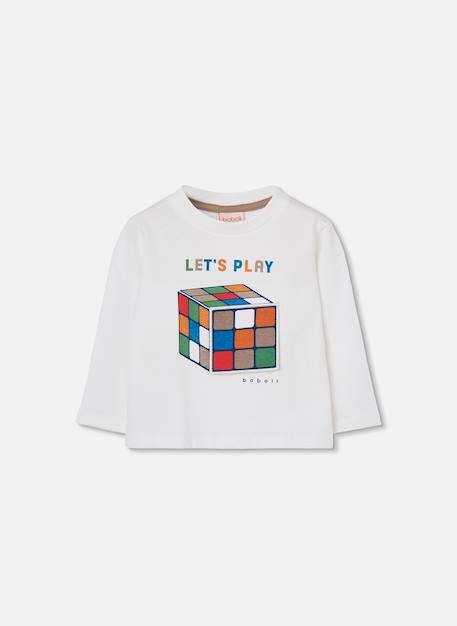 T-shirt garçon en maille imprimé rubik cube Blanc 2 - vertbaudet enfant 