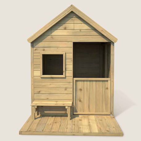 Cabane en bois traité avec terrasse et banc heidi Marron 5 - vertbaudet enfant 