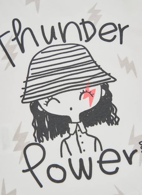T-shirt fille en maille imprimé thunder power Blanc 4 - vertbaudet enfant 