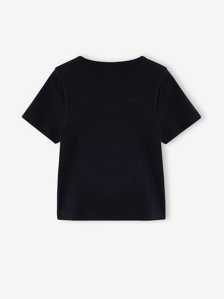 T-shirt manches courtes fille cropped noir 2 - vertbaudet enfant 