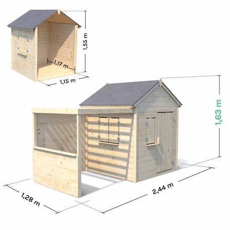 Cabane en bois enfant avec pergola alpaga Beige 4 - vertbaudet enfant 