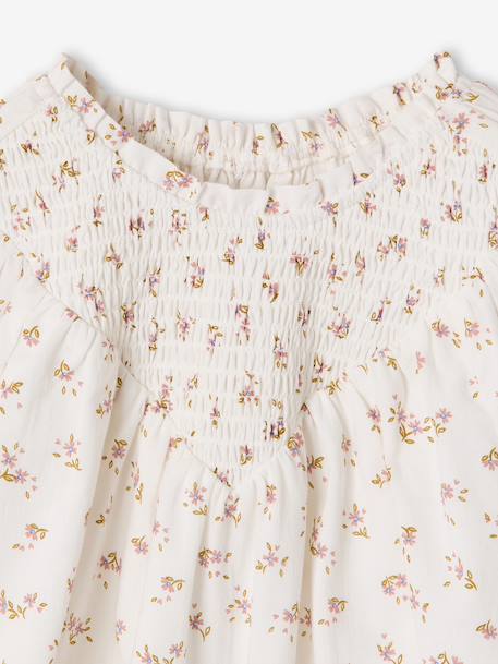 Blouse fille manches smockées ivoire+vanille+vert sauge 6 - vertbaudet enfant 