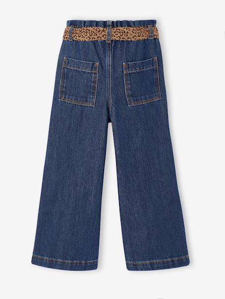 Jean large paperbag fille bleu foncé+bleu moyen 2 - vertbaudet enfant 