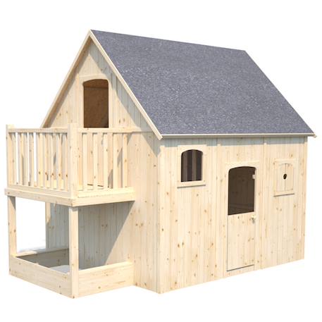 Cabane en bois sur pilotis avec mezzanine et bac à sable duplex Marron 3 - vertbaudet enfant 