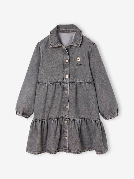 Robe en denim léger fille bleu moyen+denim gris 12 - vertbaudet enfant 