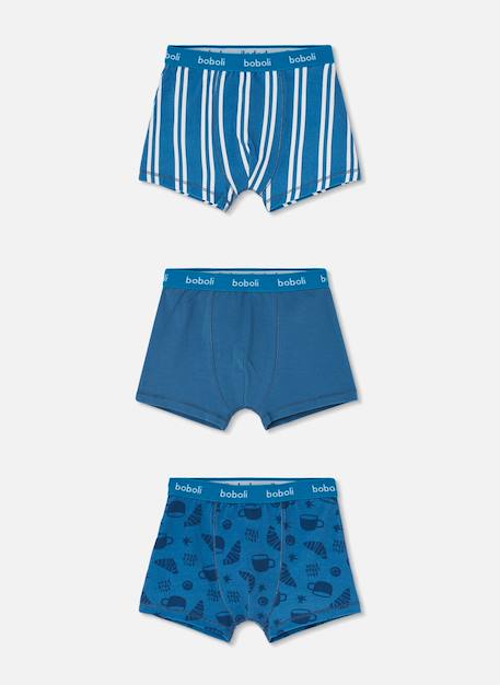 Garçon-Sous-vêtement-Slip, Boxer-Lot 3 caleçons imprimés rayures et croissants