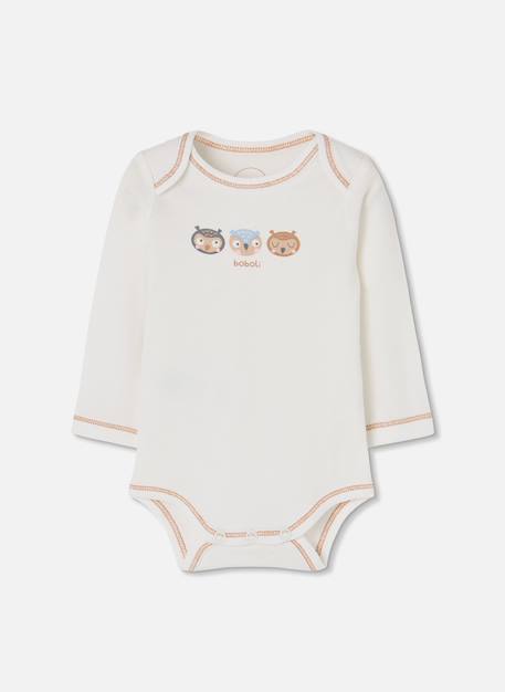Lot 2 bodies bébé imprimé hiboux Blanc 4 - vertbaudet enfant 