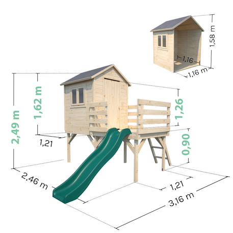 Cabane en bois sur pilotis avec toboggan josephine Marron 4 - vertbaudet enfant 