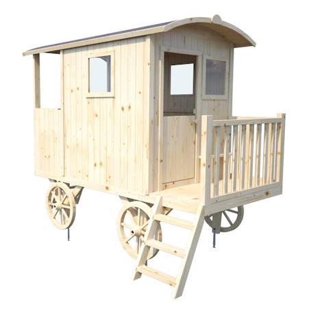 Cabane roulotte en bois sur pilotis pour enfants carry Marron 3 - vertbaudet enfant 