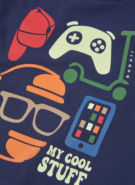 T-shirt en maille garçon imprimé gaming Bleu 3 - vertbaudet enfant 