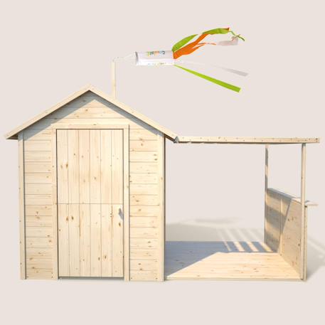 Cabane en bois avec pergola ajourée eugenie Marron 5 - vertbaudet enfant 