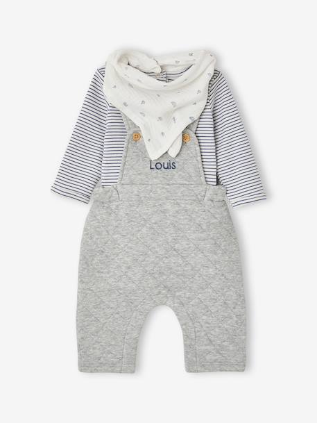 Ensemble 3 pièces bébé personnalisable gris chiné 12 - vertbaudet enfant 
