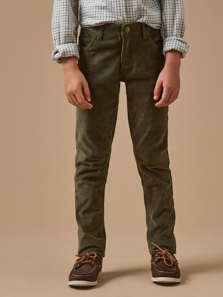 Slim en velours garçon Kaki 1 - vertbaudet enfant 