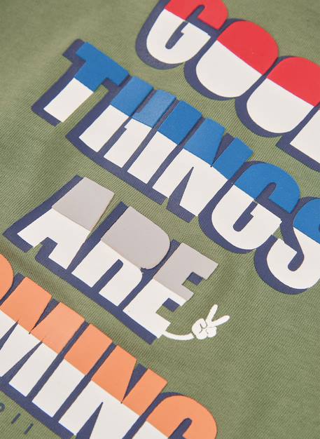 T-shirt garçon maille imprimé lettres Vert 3 - vertbaudet enfant 