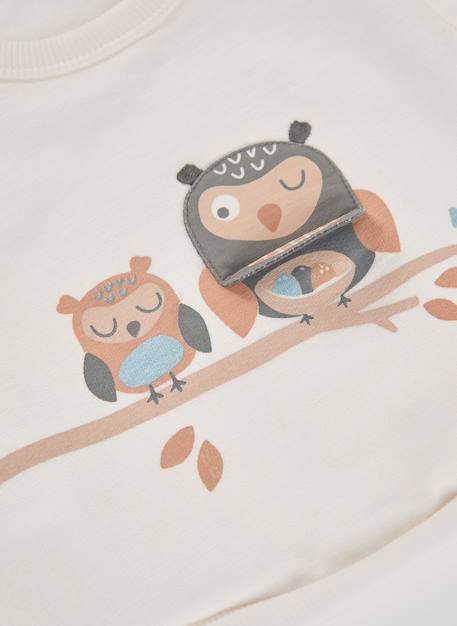 Sweat-shirt bébé molleton imprimé hiboux Blanc 3 - vertbaudet enfant 