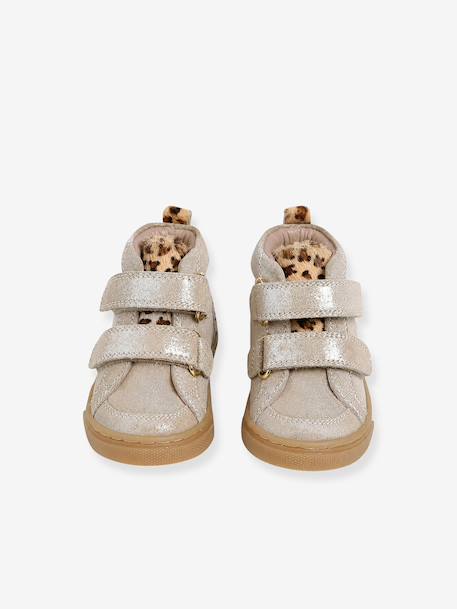 Basket bébé fille cuir à scratchs beige imprimé+jaune d'or 11 - vertbaudet enfant 