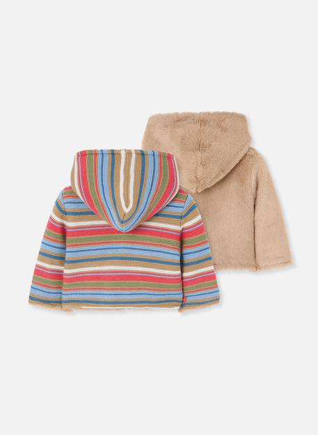 Veste en maille bébé réversible à rayures Marron 4 - vertbaudet enfant 