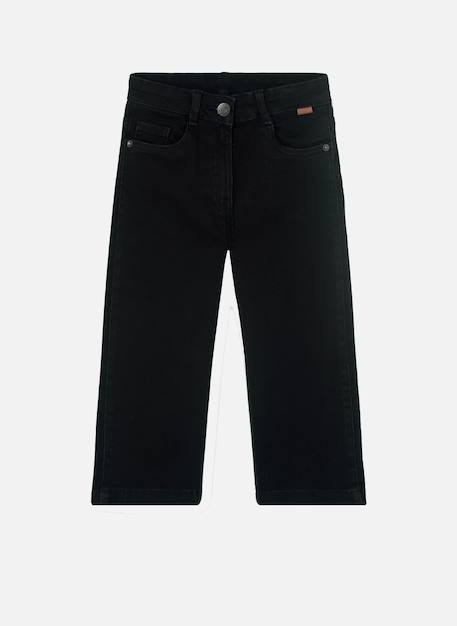 Pantalon fille denim élastique Noir 1 - vertbaudet enfant 