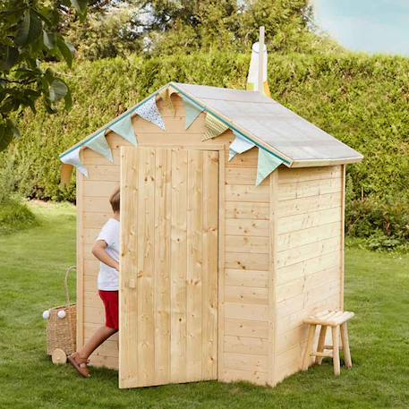Cabane en bois avec fenêtre et boîte aux lettres garance Beige 2 - vertbaudet enfant 