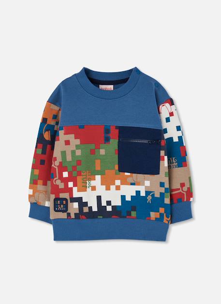 Garçon-Pull, gilet, sweat-Sweat-shirt en molleton garçon imprimé pixels
