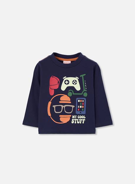 T-shirt en maille garçon imprimé gaming Bleu 1 - vertbaudet enfant 