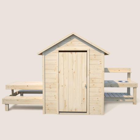 Cabane en bois enfant cuisine et table blanche Marron 5 - vertbaudet enfant 