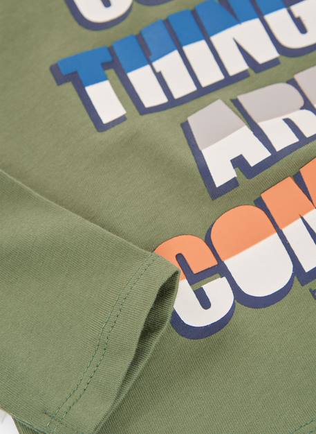 T-shirt maille garçon imprimé lettres Vert 4 - vertbaudet enfant 