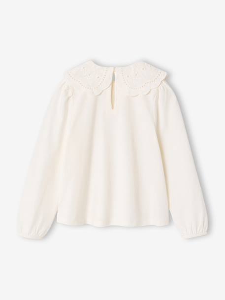 T-shirt manches longues fille écru+rose pâle 2 - vertbaudet enfant 