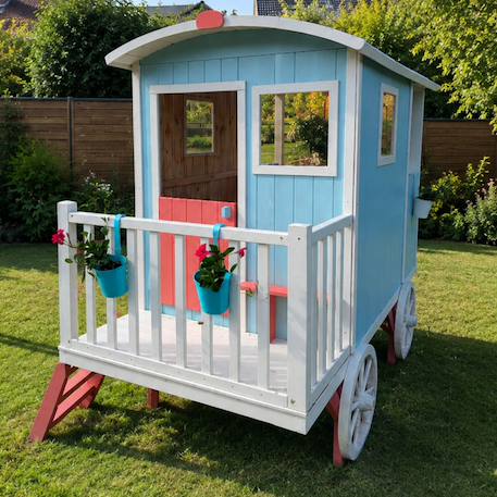 Cabane roulotte en bois sur pilotis pour enfants carry Marron 5 - vertbaudet enfant 