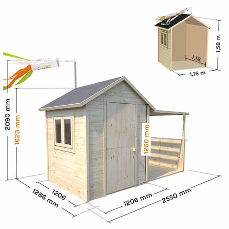 Cabane en bois avec pergola ajourée eugenie Marron 4 - vertbaudet enfant 