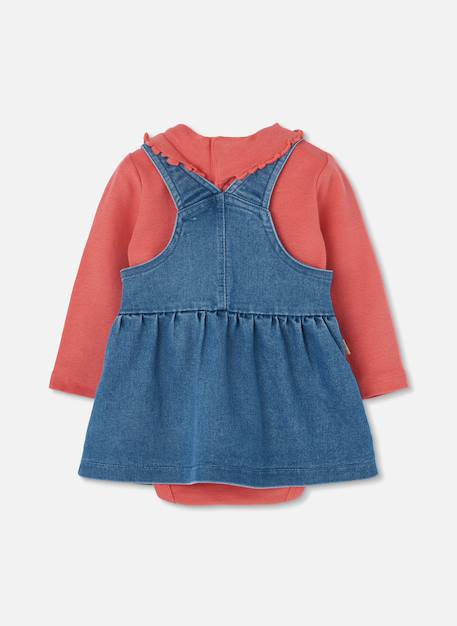 Ensemble bébé fille maille denim broderie ours Rouge 4 - vertbaudet enfant 